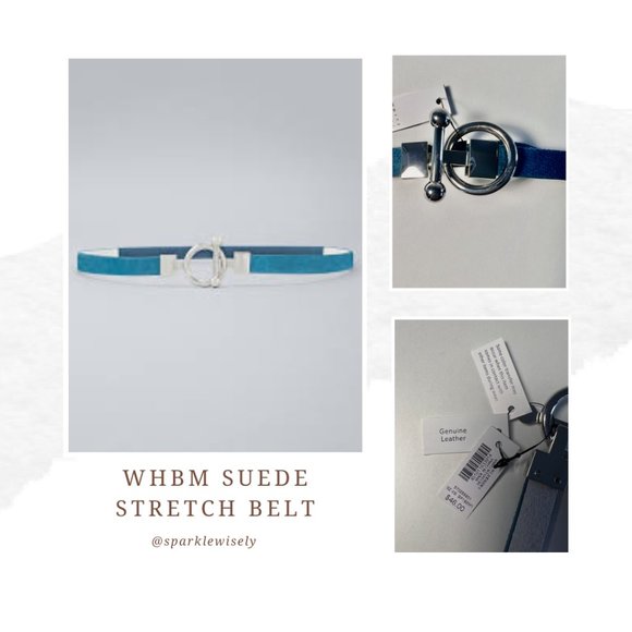 WHITE HOUSE BLACK MARKET Suede Stretch Skinny Belt - Picture 1 of 8